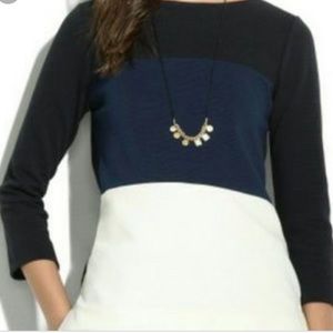 EUC Madewell Colorblock Ponte Navy Black Ivory Top